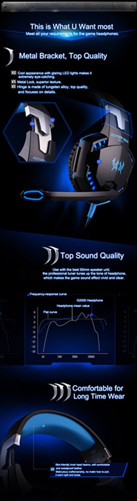 KOTION EACH G2000 PCゲームヘッドホン低強勢頭ヘッドホンLED発光イヤホン (青) Amazon.co.jp: KOTION EACH G2000 PCゲームヘッドホン低強勢頭